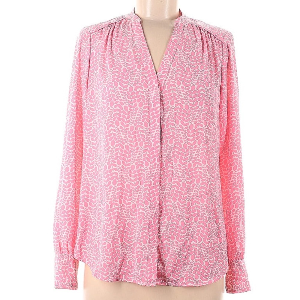Boden Olive Floral Vine Leaf Print Popover Blouse Top Size US 8